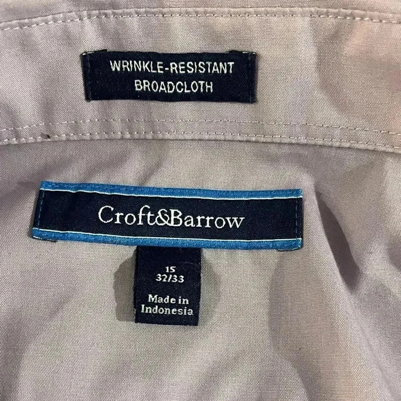 Men’s dress shirt by Croft & Barrow in dusty purple/lilac size 15 and 32/33 EUC - Picture 4 of 6